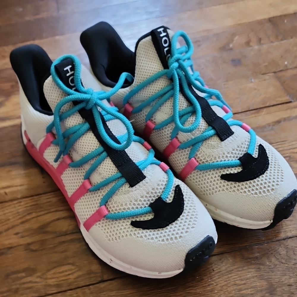 White and Pink Sneakers with Modern Design